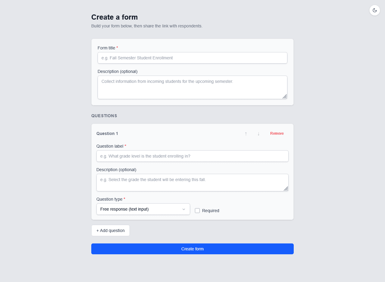 Screenshot of TorbForms